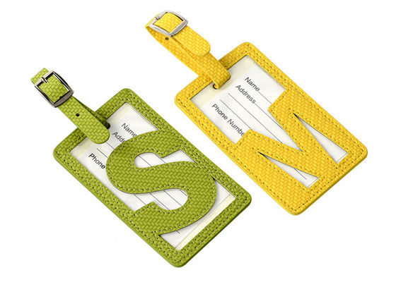 Zielona podróżna przywieszka do bagażu Pu Leather Hollow Pattern Tag