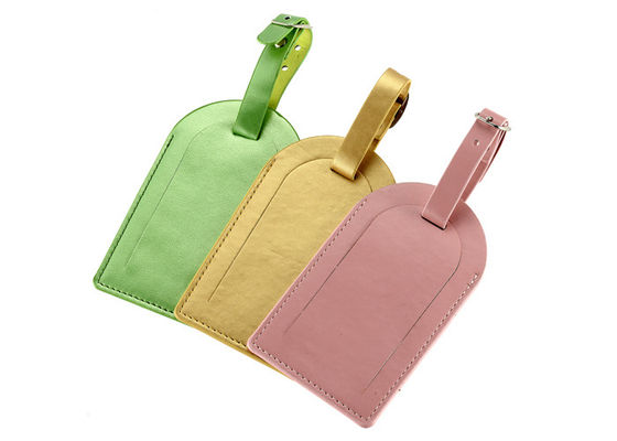 Kształt drzwi PU Travel Bagaż Tag Kolorowy kolor Pantone z paskiem na klamrę