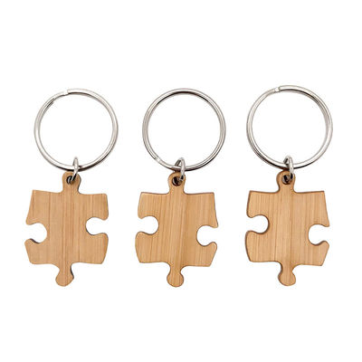 Bambusowe drewniane pasujące puzzle Brelok do kluczy Grawerowanie Druk UV