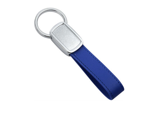 Taśma kolorowa PU Niebieski skórzany brelok Zielone spersonalizowane epoksydowe logo Doming