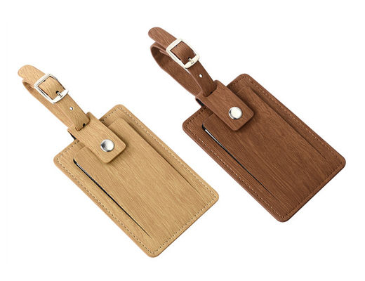 Przywieszka do bagażu podróżnego Wood Grain Spersonalizowana skórzana PU