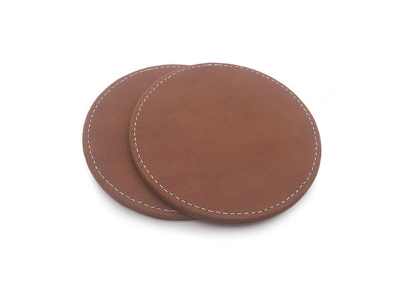 Wytłoczone podstawki na napoje z logo PU Leather Brown Pantone