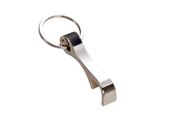 PU Leather Grawerowany metalowy otwieracz do butelek Niklowanie z brelokiem ze stopu cynku