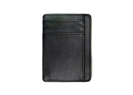 Dobra cena Prostokątna skóra 97 mm Czarny portfel z organizerem na karty kredytowe Niestandardowe logo Etui na karty 20g w Internecie