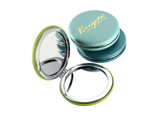 Dobra cena Składane kompaktowe lusterka reklamowe PU z wytłoczonym złotem kieszonkowe lusterko do makijażu w Internecie